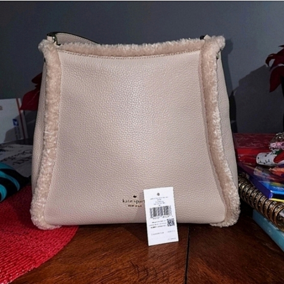 🍁🍂NWT Kate Spade Leila Medium Triple Compartment Shoulder Bag Faux Shearling - Picture 4 of 9